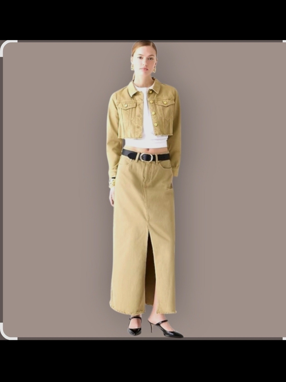 J. Crew Khaki Maxi Skirt with Front Slit